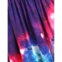 Bat Galaxy Lace Panel Buttons Halloween Dress -