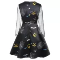 Bat Pattern Halloween Vintage Dress - Black