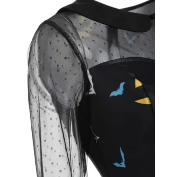 Bat Pattern Halloween Vintage Dress - Black