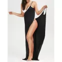 Beach Maxi Wrap Slip Dress - Black