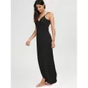 Beach Maxi Wrap Slip Dress - Black