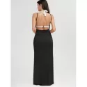 Beach Maxi Wrap Slip Dress - Black