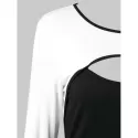 Bell Sleeve Color Block Cut Out T-shirt - Black