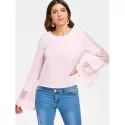 Bell Sleeve ace Crochet Blouse - Pink Bubblegum