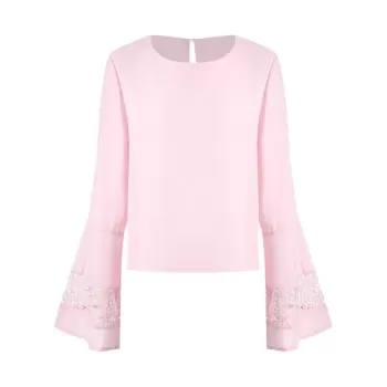 Bell Sleeve ace Crochet Blouse - Pink Bubblegum