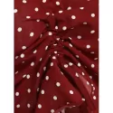 Bell Sleeve Polka Dot Drawstring Blouse - Red Wine