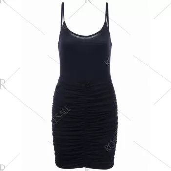 Bird Print Oversized Tee and Bodycon Slip Dress - Purple