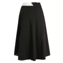 Black and White High Low Midi Skirt - Black