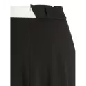 Black and White High Low Midi Skirt - Black