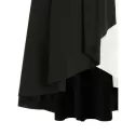 Black and White High Low Midi Skirt - Black