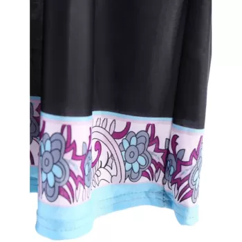 Bohemian Strapless Printed A-ine Dress For Women - Black