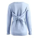 Bowknot Back Plain Sweater - Light Blue One