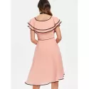 Bowknot Short Sleeve Asymmetrical Dress - Pink Bubblegum