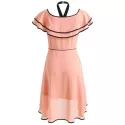 Bowknot Short Sleeve Asymmetrical Dress - Pink Bubblegum