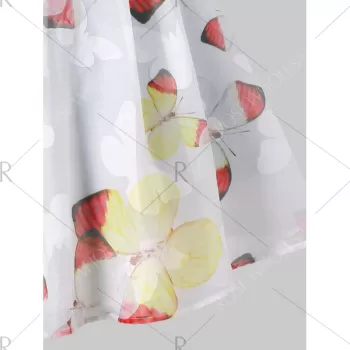 Butterflies Pattern Fit and Flare Dress - White