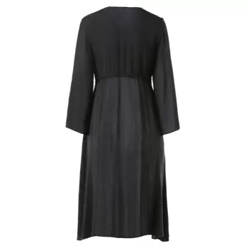 Butterflies Sequined Split Sleeve Chiffon Dress - Black