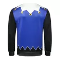 Button Belt Printed Casual Sweatshirt - Cobalt Blue