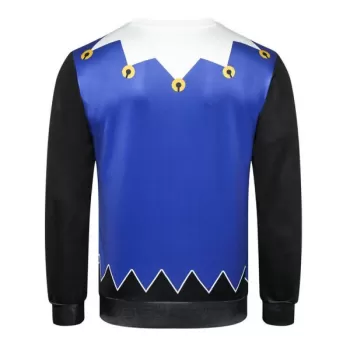 Button Belt Printed Casual Sweatshirt - Cobalt Blue