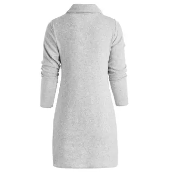 Button Embellished Slit ongline Knitwear - ight Gray