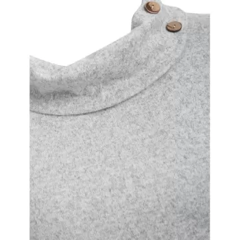 Button Embellished Slit ongline Knitwear - ight Gray