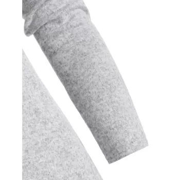 Button Embellished Slit ongline Knitwear - ight Gray