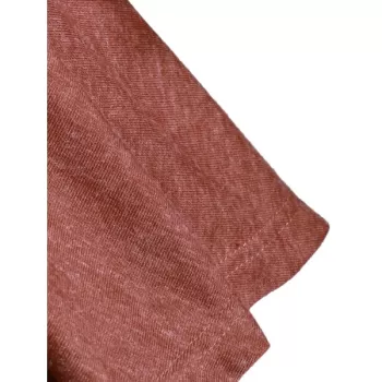 Button Embellished triped Longline T-shirt - Rust