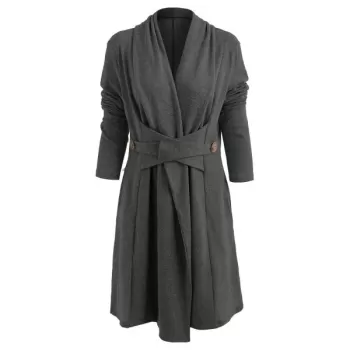 Button Long Duster Cardigan - Dark Gray