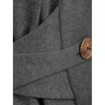 Button Long Duster Cardigan - Dark Gray