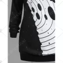 Button Star River Graphic Skew Neck Sweatshirt - Black