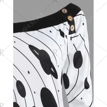 Button Star River Graphic Skew Neck Sweatshirt - Black