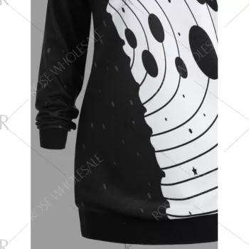 Button Star River Graphic Skew Neck Sweatshirt - Black