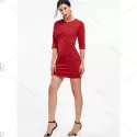 Button Up Bodycon Mini Dress - Red