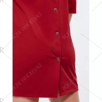 Button Up Bodycon Mini Dress - Red