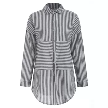 Button Up triped Print hirt - Gray