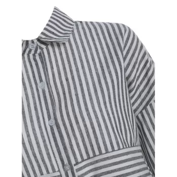 Button Up triped Print hirt - Gray