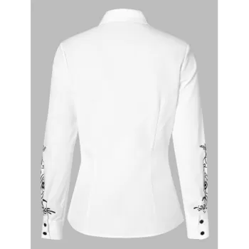 Button Up Tribal Print Shirt - White