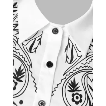 Button Up Tribal Print Shirt - White