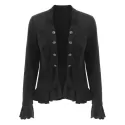Buttons Flounce Open Jacket - Black