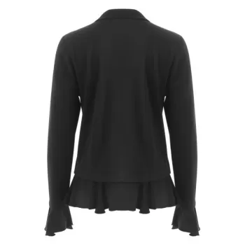 Buttons Flounce Open Jacket - Black
