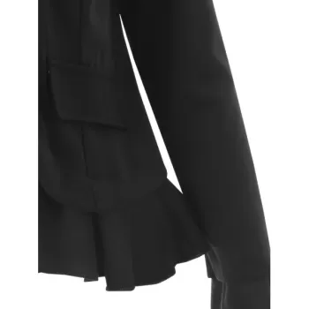 Buttons Flounce Open Jacket - Black