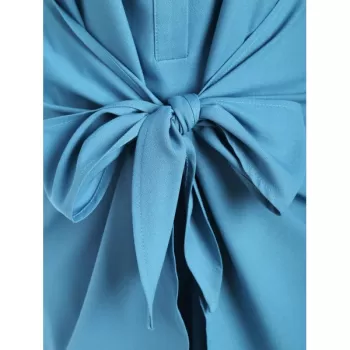 Buttons Knotted Mini Dress - Blue Ivy