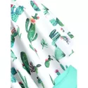Cactus Print Cutout Flounce High Waisted Tankini wimsuit -