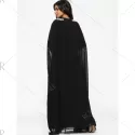 Cape Embroidered ong Sleeve Maxi Dress - Black