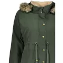 Casual Convertible Hooded Thick Fleece Coat For Women - Army Green