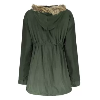 Casual Convertible Hooded Thick Fleece Coat For Women - Army Green