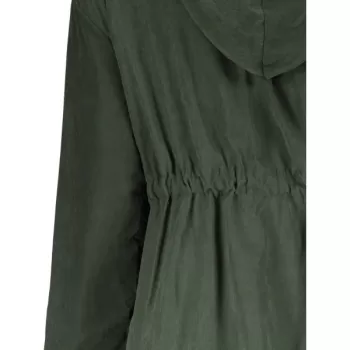 Casual Convertible Hooded Thick Fleece Coat For Women - Army Green