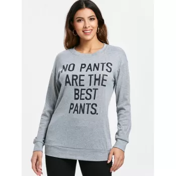 Casual Crew Neck Pullover Graphic Sweatshirt - Gray