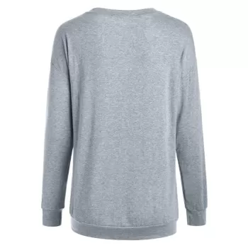 Casual Crew Neck Pullover Graphic Sweatshirt - Gray