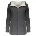 Casual Hooded Long Sleeve Fleece Pocket Design Zippered Women's Coat - Gray One Size(fit Size Xs To