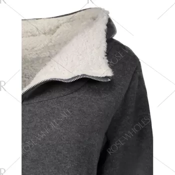 Casual Hooded Long Sleeve Fleece Pocket Design Zippered Women's Coat - Gray One Size(fit Size Xs To